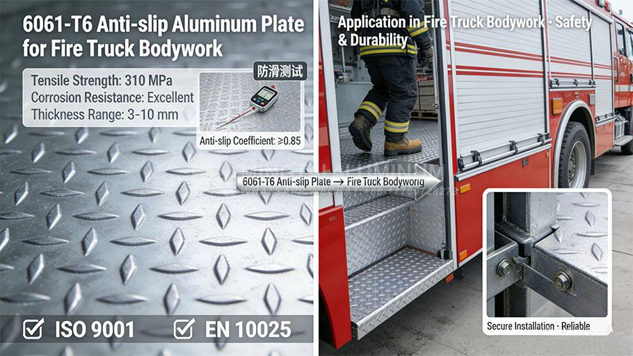6061-T6 Anti-Slip Diamond Plate for Fire Truck Bodywork en-1