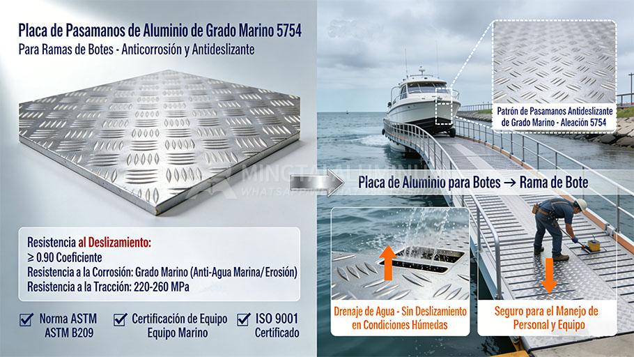 Placa de Tránsito Aleación 5754 Grado Marino para Rampas de Lanchas xiyu1