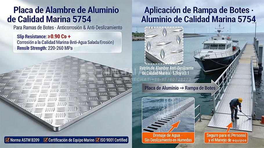 Placa de Tránsito Aleación 5754 Grado Marino para Rampas de Lanchas xiyu2